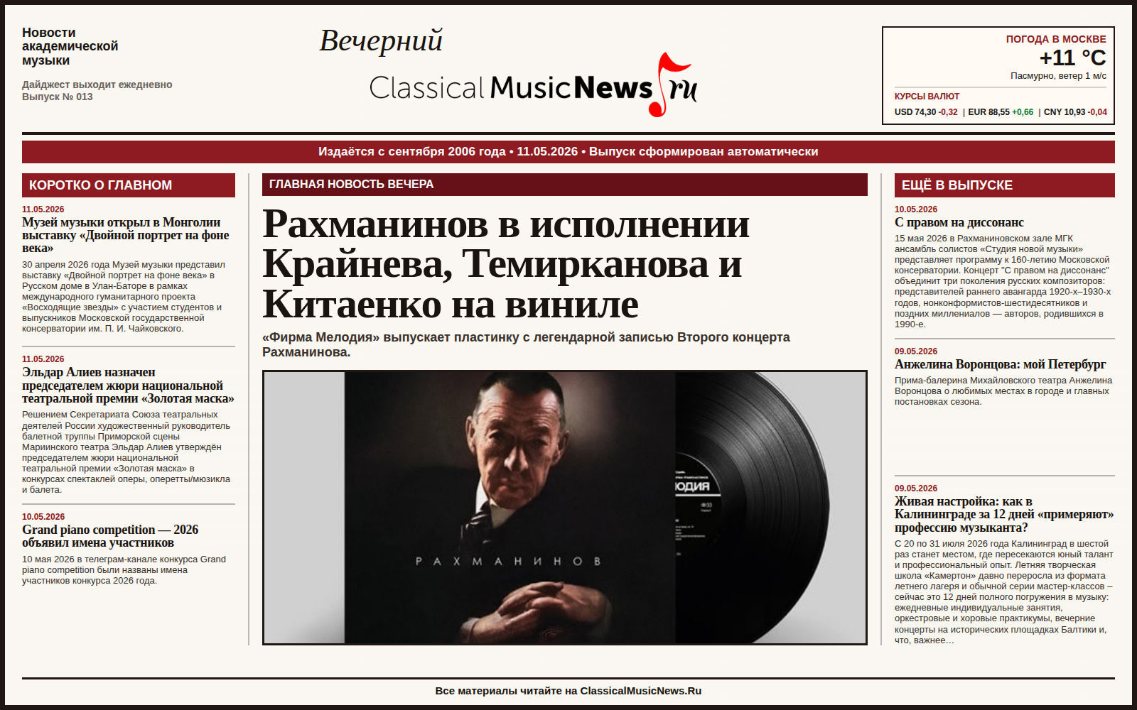 Выпуск от 11.05.2026